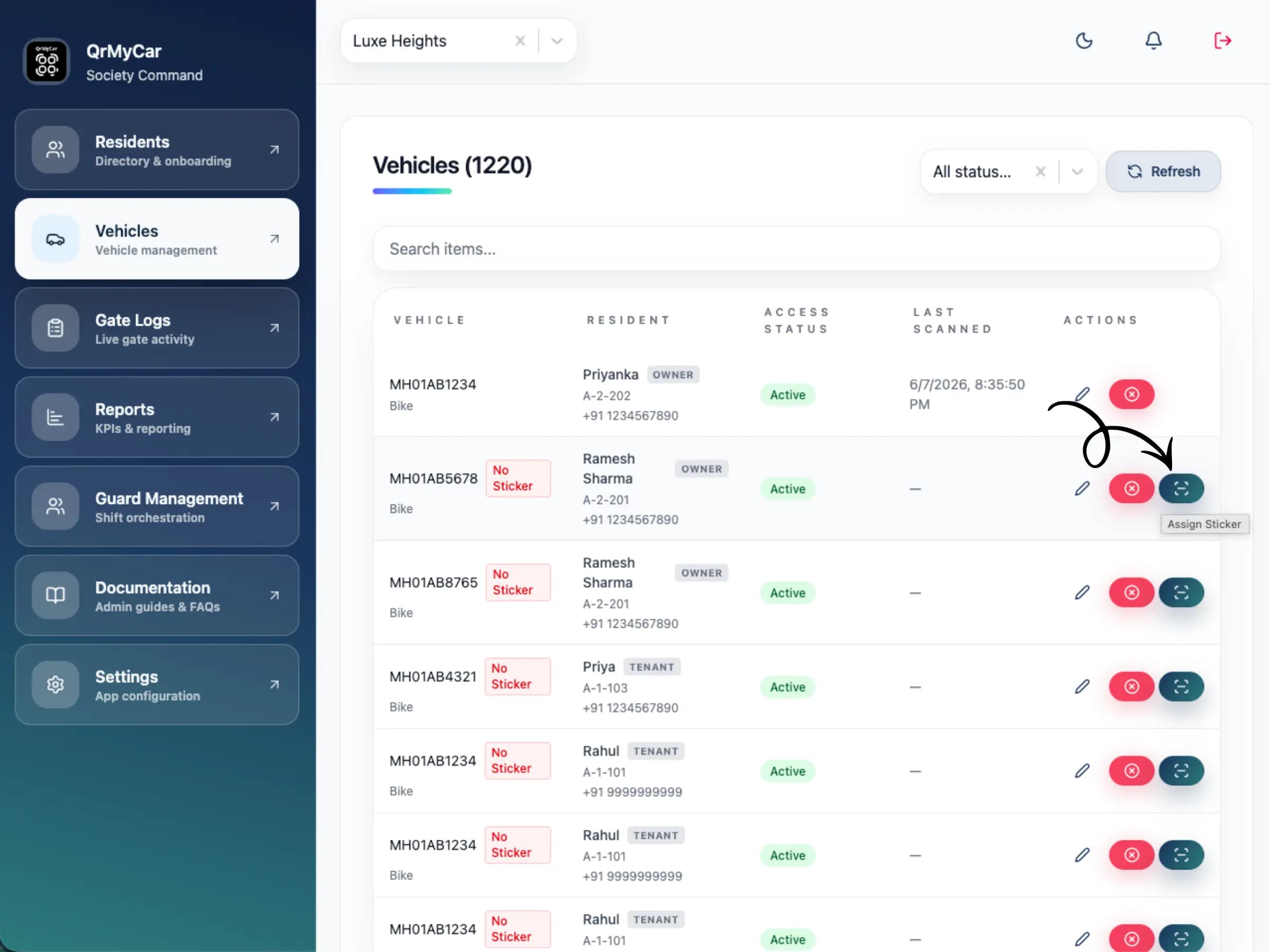 Screenshot: Resident Self-Activation