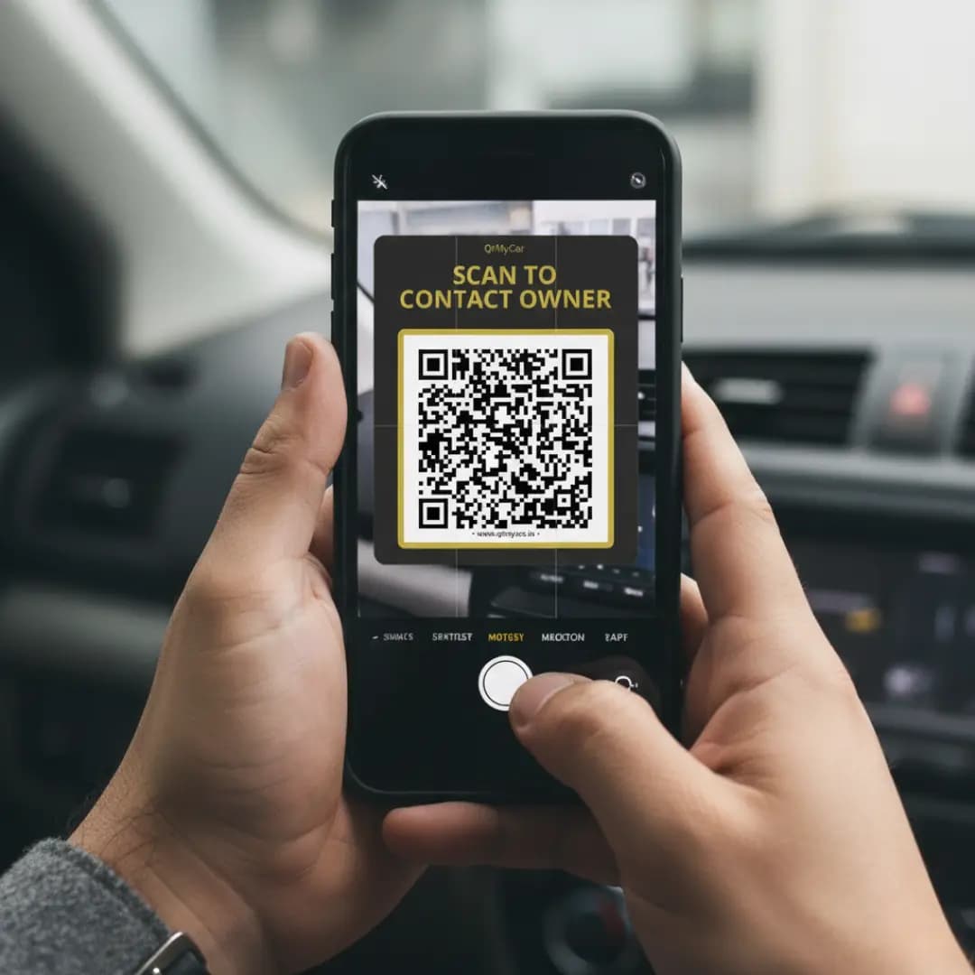 QR Car Sticker on Vehicle
